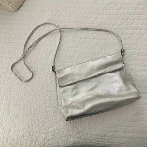 UO Reversible Foldover Clutch Silver/Nude